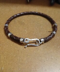 bracciale cuoio e argento BRACCIALETTI