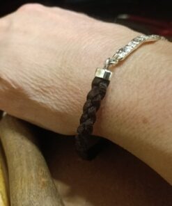 Bracciale piastrina a onde con cuoio BRACCIALETTI