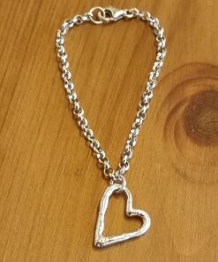 Bracciale argento catena con cuore Fuso BRACCIALETTI